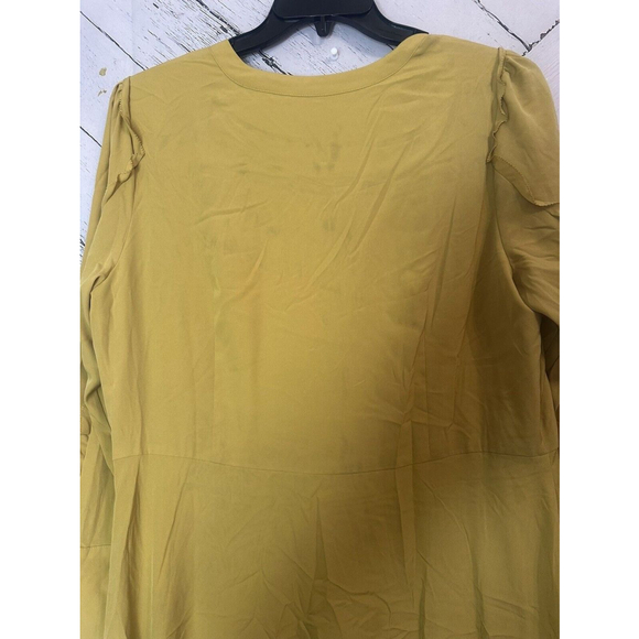 Ann Taylor Beautiful Gold Ruffle Long Sleeve Long Shirtdress SZ 16 *read* - Picture 11 of 11